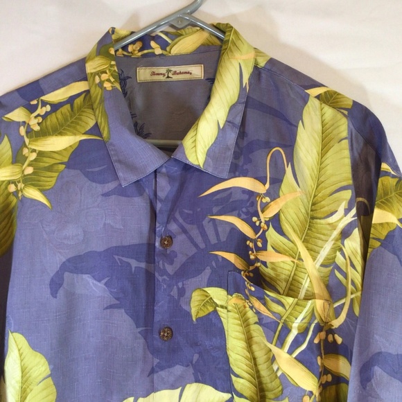 Tommy Bahama Men Hawaiian camp Shirt XL 100% silk short sleeve tropical vacation - Picture 5 of 11